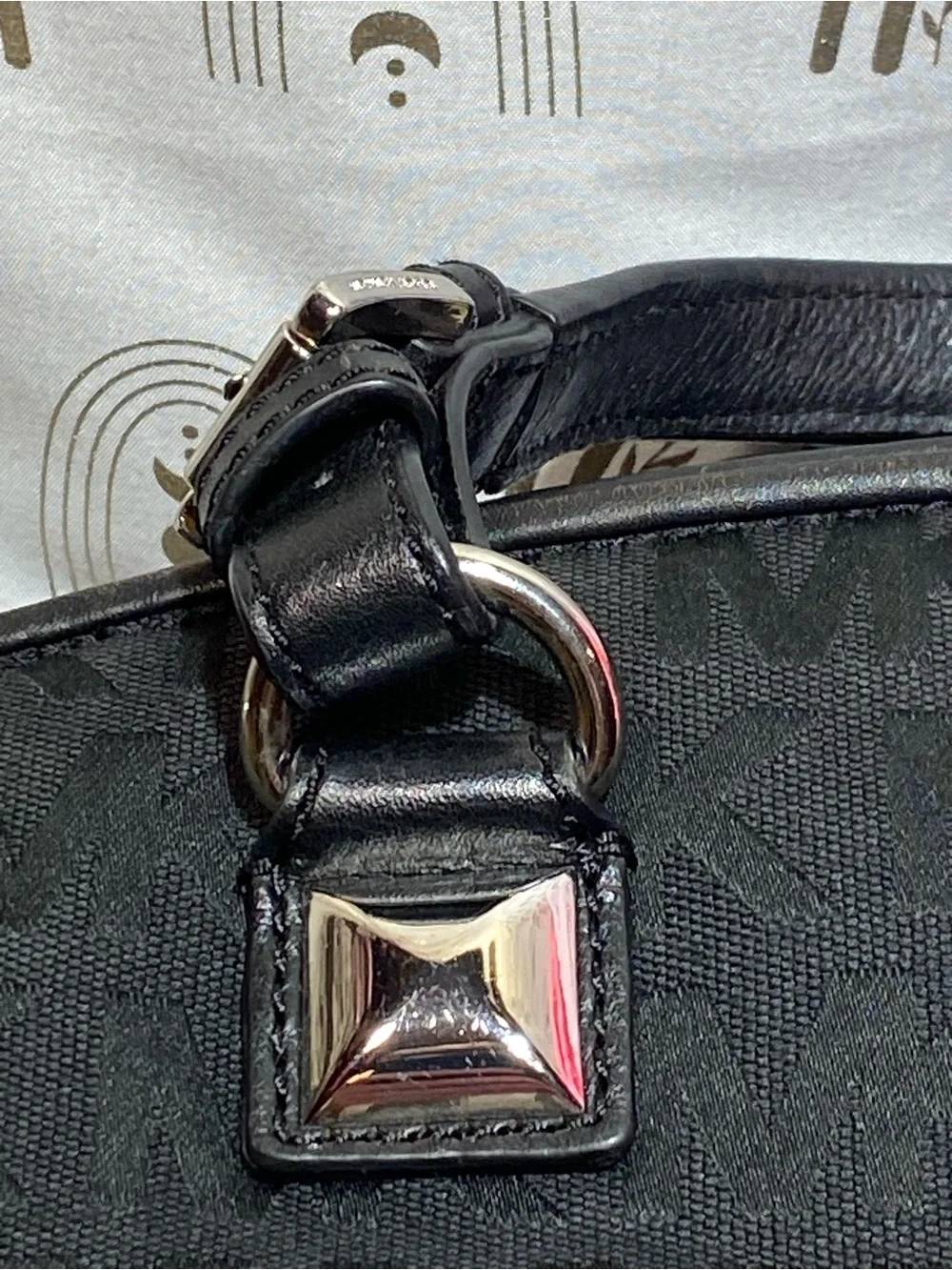Michael Kors Black Logo Crossbody with Silver Hardware